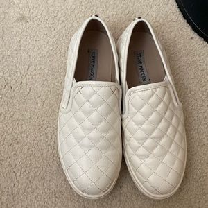 White Steve Madden Slip Ons